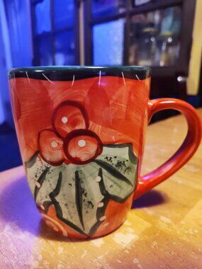 Studio 33 Oversized Holly Leaf Coffee Mug Hand painted Collection SHIPS FREE